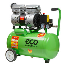 Компрессор ECO AE-25-OF1, 24 л, 140 л/мин, безмасляный, 0,8 кВт