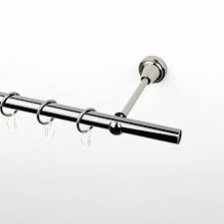 Карниз ИНТЕР 19мм гладкая труба Черный никель 2.0м в сборе
