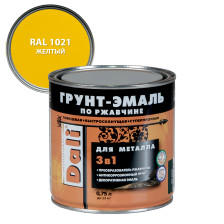 Грунт-эмаль по ржавчине гладкая желтая RAL 1021 (0,75л) Dali