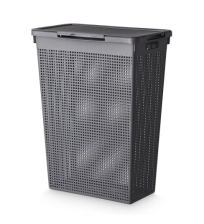 Корзина для белья 50л Лофт узкая с крышкой серый 5650018