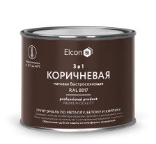 Грунт-эмаль 3 в 1 по ржавчине матовая коричневая RAL 8017 (0,4 кг) Elcon