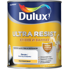 Краска Dulux Ultra Resist для кухни и ванной полуматовая BC (0,9л)