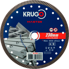 Диск алмазный 230х22,23х2,6х12 Турбо по железобетону KRUGO MASTER 8106 2300261
