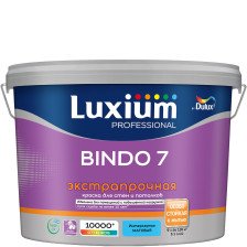 Краска Bindo 7 Prof экстрапрочная белая матовая для стен и потолков (9л) Dulux / Luxium