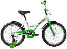 Велосипед NOVATRACK 20" STRIKE белый-зелёный, тормоз ножной, крылья короткие, защита А-тип