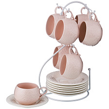 Набор чайный Lefard 12 предметов 200 мл на металлической подставке Розовый 374-056