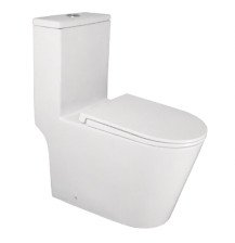 Унитаз Компакт AZARIO SCALA моноблок, белый, безободковый, микролифт, Торнадо AZ-8101