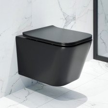 Унитаз подвесной К633 черный матовый, безободковый с сиденьем ДП тонкое