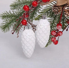 Набор украшений новогодних Шишки 9см 2шт белый