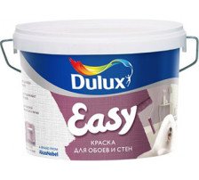Краска Dulux Easy для обоев и стен белая матовая BW (9л)