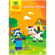 Картон 10 цв 10 л А4 200х290 мм Мульти-Пульти немелов в папке КЦнм10-10_13976