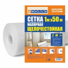 Сетка армированная стеклотканевая 2,5х2,5мм, 100смх50м белая WALLS SMF 109T
