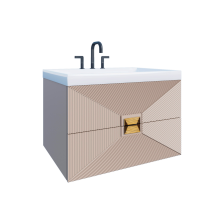 Тумба с раковиной ZENA -80/2 подвесная, кашемир, ручка золото