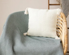 Наволочка декоративная хлопок Tassel молочная с кисточками 45х45 см SL Home