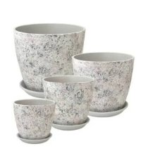 Горшок керамический с/п Бутон Роспись яшма d18см белый