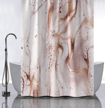 Штора для ванной комнаты 180х180см САНАКС БЕЖЕВЫЙ МРАМОР с ЗОЛОТОМ, без колец 01-110