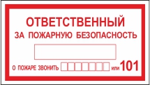 Знак B43-101 Ответственный за пожарную безопасность 200х100мм