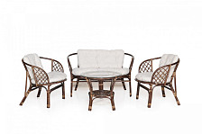 Набор мебели Bahama с подушками (стол+диван+2 кресла) каркас коричневый