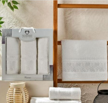 Набор полотенец махровых 3 шт 50х90/2 + 70х140 Hawai кремовый Two Dolphins