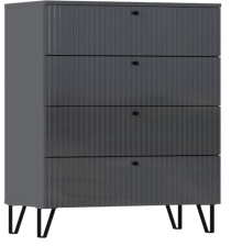 Комод 4 ящика Оливия Графит/Графит глянец