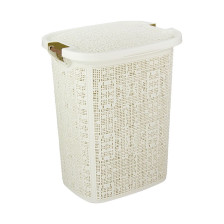 Корзина для белья 30л БЯЗЬ белый ротанг М2622