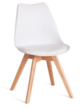 Стул TULIP (mod. 73-1) дерево/пластик/экокожа 47,5x55x80см, белый