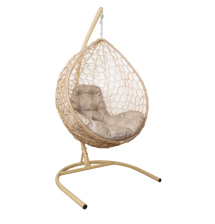 Кресло-качели Капля ротанг Home бежевое, подушка лён