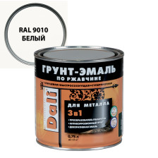 Грунт-эмаль по ржавчине гладкая белая RAL 9010 (0,75л) Dali