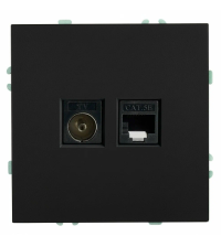 Розетка TV+компьютерная RJ-45 Эмили RST00-5106-05 черный уголь