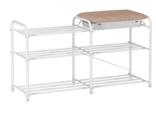 Подставка для обуви "Альфа 33" с сиденьем и ящиком Белый