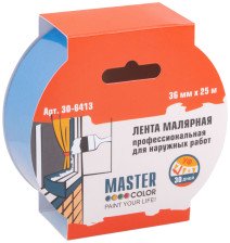 Лента малярная синяя 36ммх25м для наружных работ MASTER COLOR 30-6413