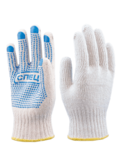 Перчатки хлопчатобумажные с ПВХ Точка СПЕЦ белые