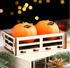 Набор Новогодних свечей Мандарины в ящике 6,2х14х7,4см 2шт 4439408