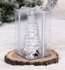 Свеча Новогодняя Пушистая елочка 7х7х12 см серебро 221-108