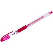 Ручка гелевая красная 0,7 мм Crown Hi-Jell Needle Grip грип игольч.стержень