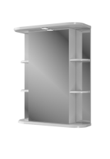 Зеркало со шкафчиком Гиро-55 с подсветкой белый (55х75х24)