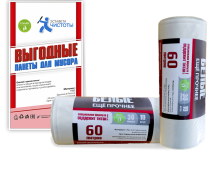 Мешки (мусорные 55х75 60л 30мкм) полиэтиленовые хозяйственные 10 шт в намотке БЕЛЫЕ