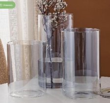 Ваза стеклянная 15х15х40 см серо-голубой