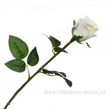 Ветка Роза 75см бело-розовый