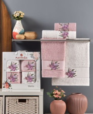 Набор полотенец махровых 4 шт 50х90/2 + 70х140/2 Maria брусничный Merzuka