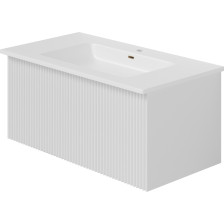 Тумба TERRA Bianco 80 см белая матовая 300080 / Раковина Slim Line 80 см (La Fenice)