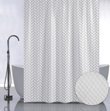 Штора для ванной комнаты 180х180см САНАКС БЕЛЫЕ ПРЯМОУГОЛЬНИКИ, с тиснением, без колец 05-08