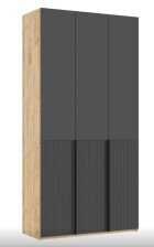 Шкаф 3-створчатый Марвэл (1200) с дополнительными ящиками Браш графит/Дуб крафт