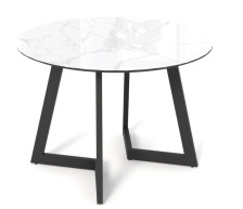 Стол "Андерсон" D1000 (400) Стекло белый мрамор/черный кварц/черный