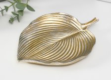 Подставка интерьерная "Лист" полистоун светлое золото 17.5х13х1,8см 10203917