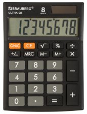 Калькулятор настольный 8 разрядный ULTRA -08-BK 154х115 мм черный