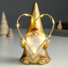 Фигура световая "Дед Мороз в золотом наряде, с сердцем" 6,5х9х16см 9498892