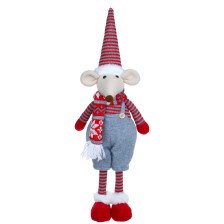 Фигура новогодняя Мышонок 55см в костюме 394-411