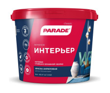 Краска для стен и потолков ИНТЕРЬЕР W3 белая матовая (5л) Parade