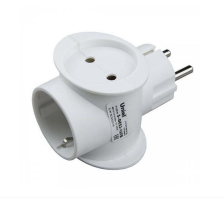 Тройник 1гн с/з +2гн б/з 16А белый S-GES3-16TB